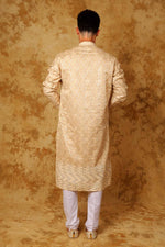 Thumbnail for Bluesaanchi Zari Work Beige Kurta with Trouser Pajama - Distacart