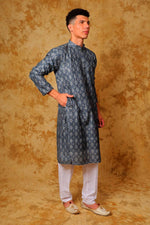 Thumbnail for Bluesaanchi Zari Work Blue Kurta with Trouser Pajama - Distacart