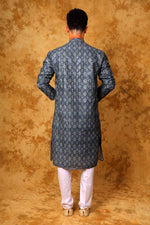 Thumbnail for Bluesaanchi Zari Work Blue Kurta with Trouser Pajama - Distacart
