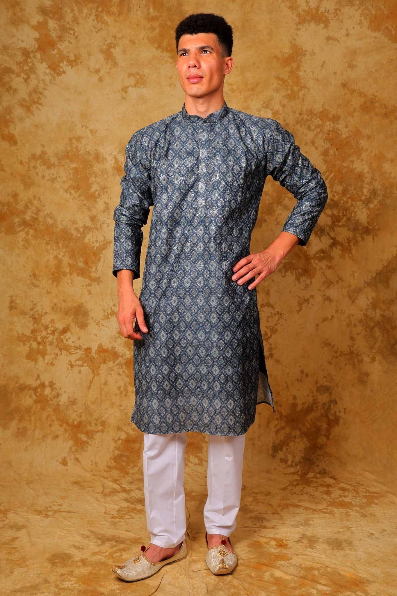Bluesaanchi Zari Work Blue Kurta with Trouser Pajama - Distacart