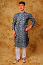 Thumbnail for Bluesaanchi Zari Work Blue Kurta with Trouser Pajama - Distacart