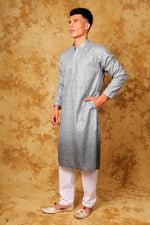 Thumbnail for Bluesaanchi Zari Work Grey Kurta with Trouser Pajama - Distacart