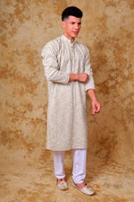 Thumbnail for Bluesaanchi Zari Work Ivory Kurta with Trouser Pajama - Distacart