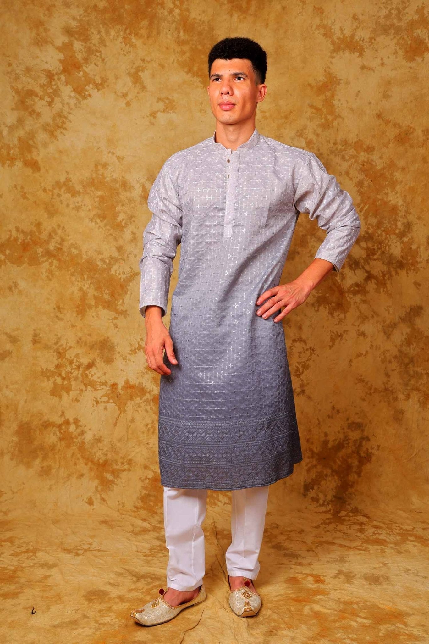 Bluesaanchi Zari Work Light Blue Kurta with Trouser Pajama - Distacart