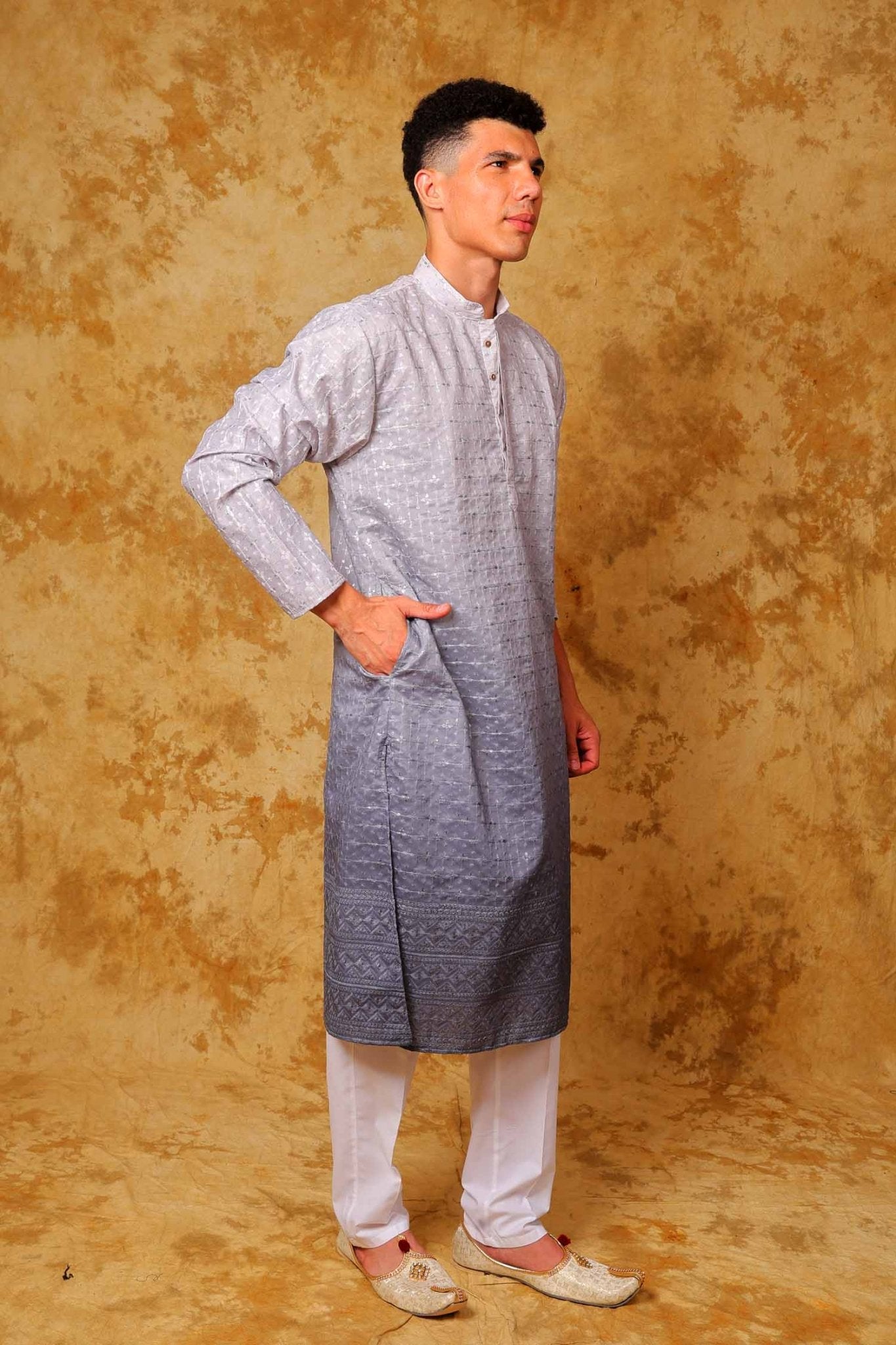 Bluesaanchi Zari Work Light Blue Kurta with Trouser Pajama - Distacart