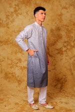 Thumbnail for Bluesaanchi Zari Work Light Blue Kurta with Trouser Pajama - Distacart