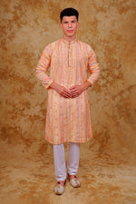 Thumbnail for Bluesaanchi Zari Work Peach Kurta with Trouser Pajama - Distacart