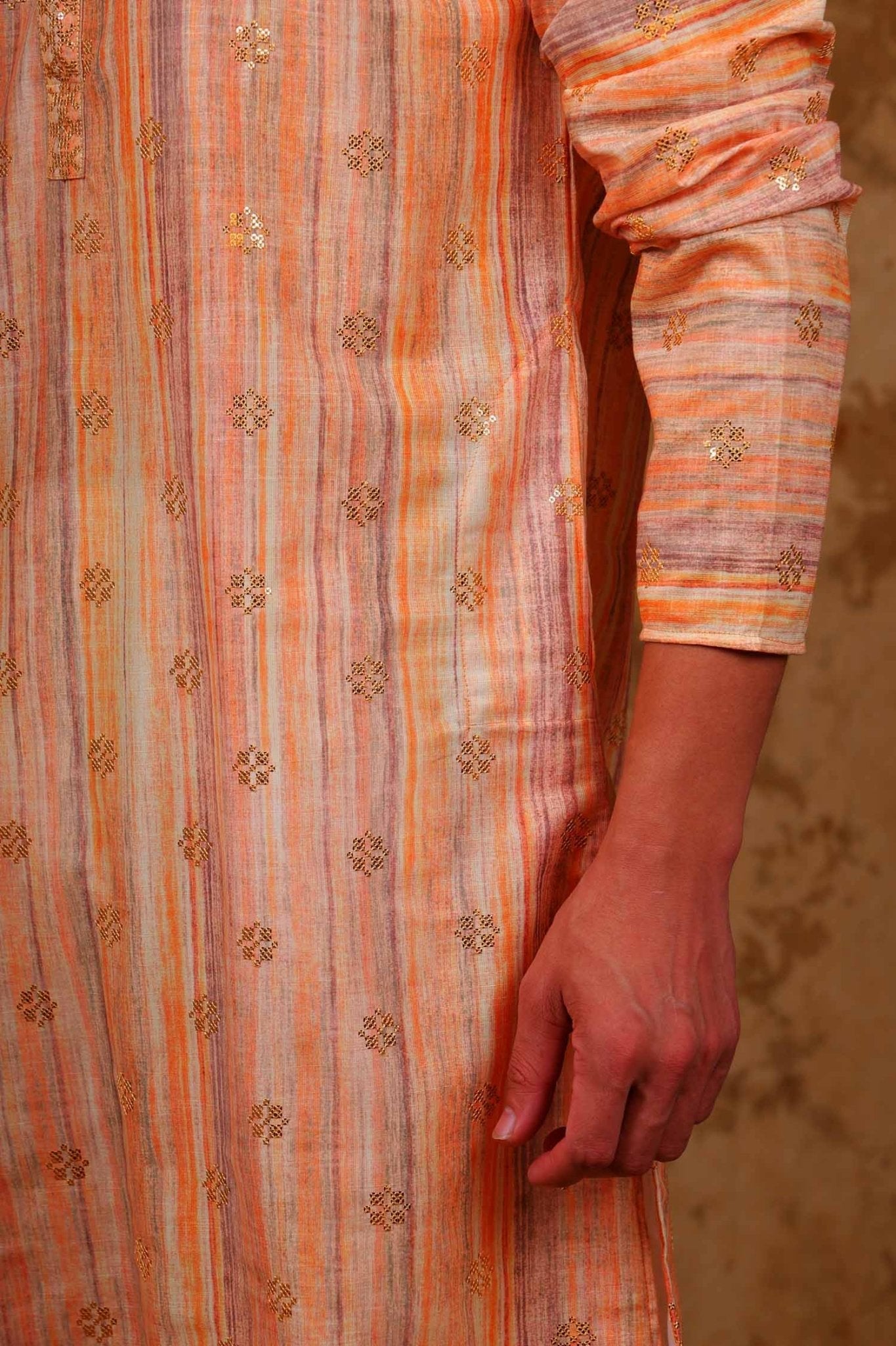 Bluesaanchi Zari Work Peach Kurta with Trouser Pajama - Distacart
