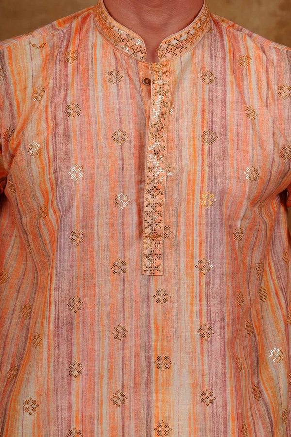 Bluesaanchi Zari Work Peach Kurta with Trouser Pajama - Distacart