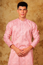Thumbnail for Bluesaanchi Zari Work Pink Kurta with Trouser Pajama - Distacart