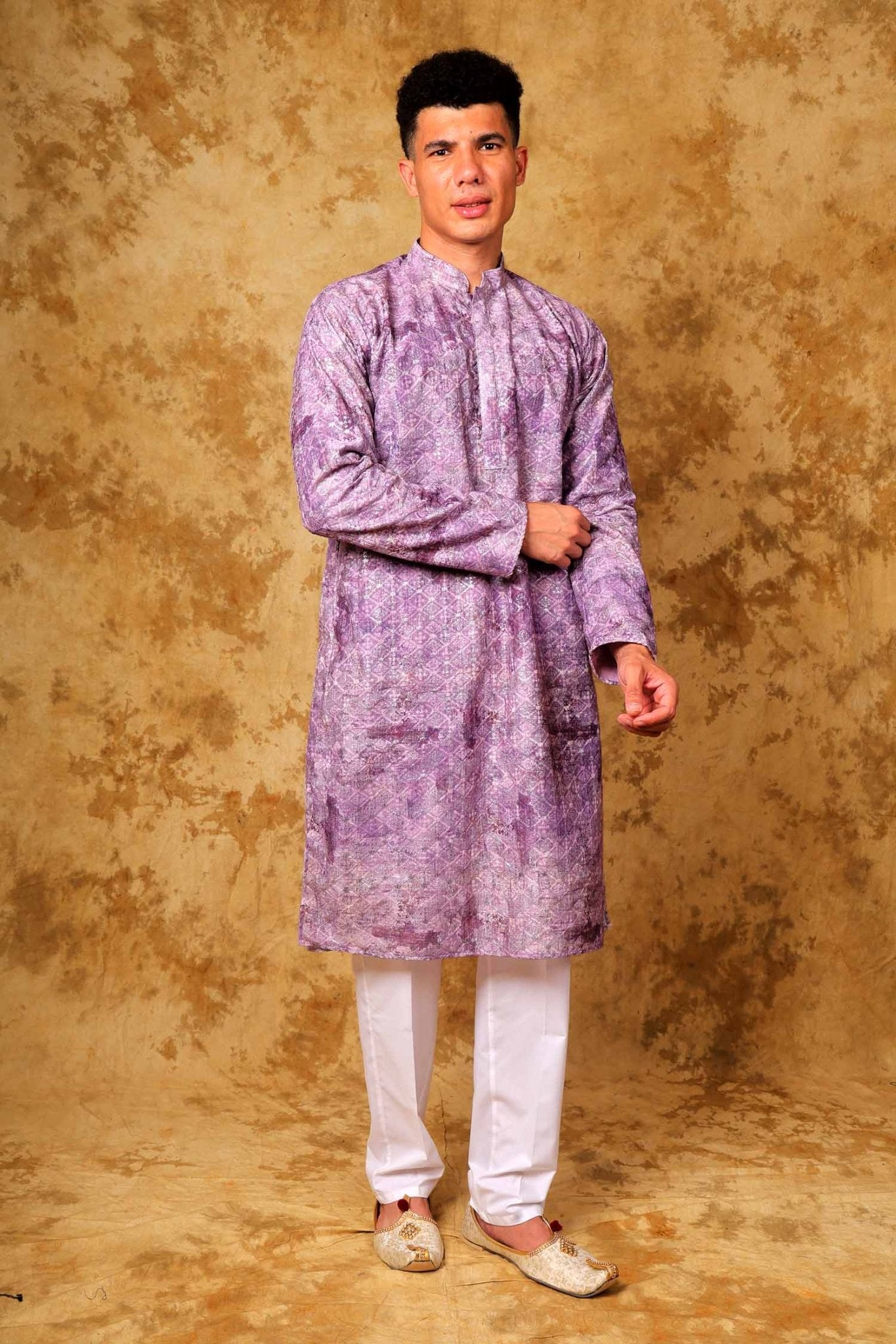 Bluesaanchi Zari Work Purple Kurta with Trouser Pajama - Distacart