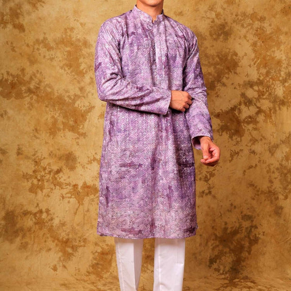 Bluesaanchi Zari Work Purple Kurta with Trouser Pajama - Distacart