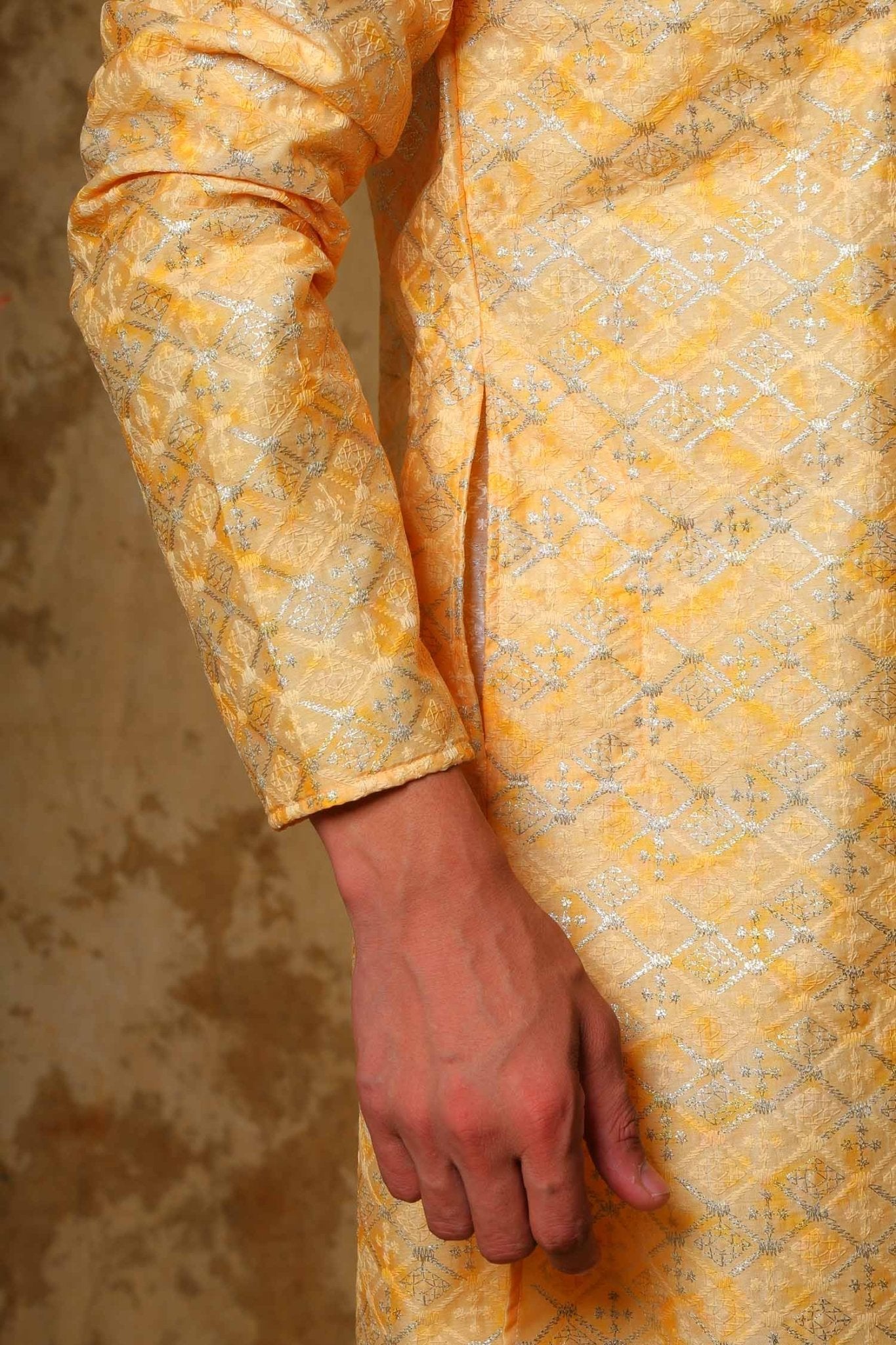Bluesaanchi Zari Work Yellow Kurta with Trouser Pajama - Distacart
