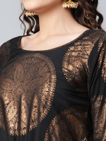 Thumbnail for Ahalyaa Womens Black Crepe Copper Foil Printed Jumpsuit