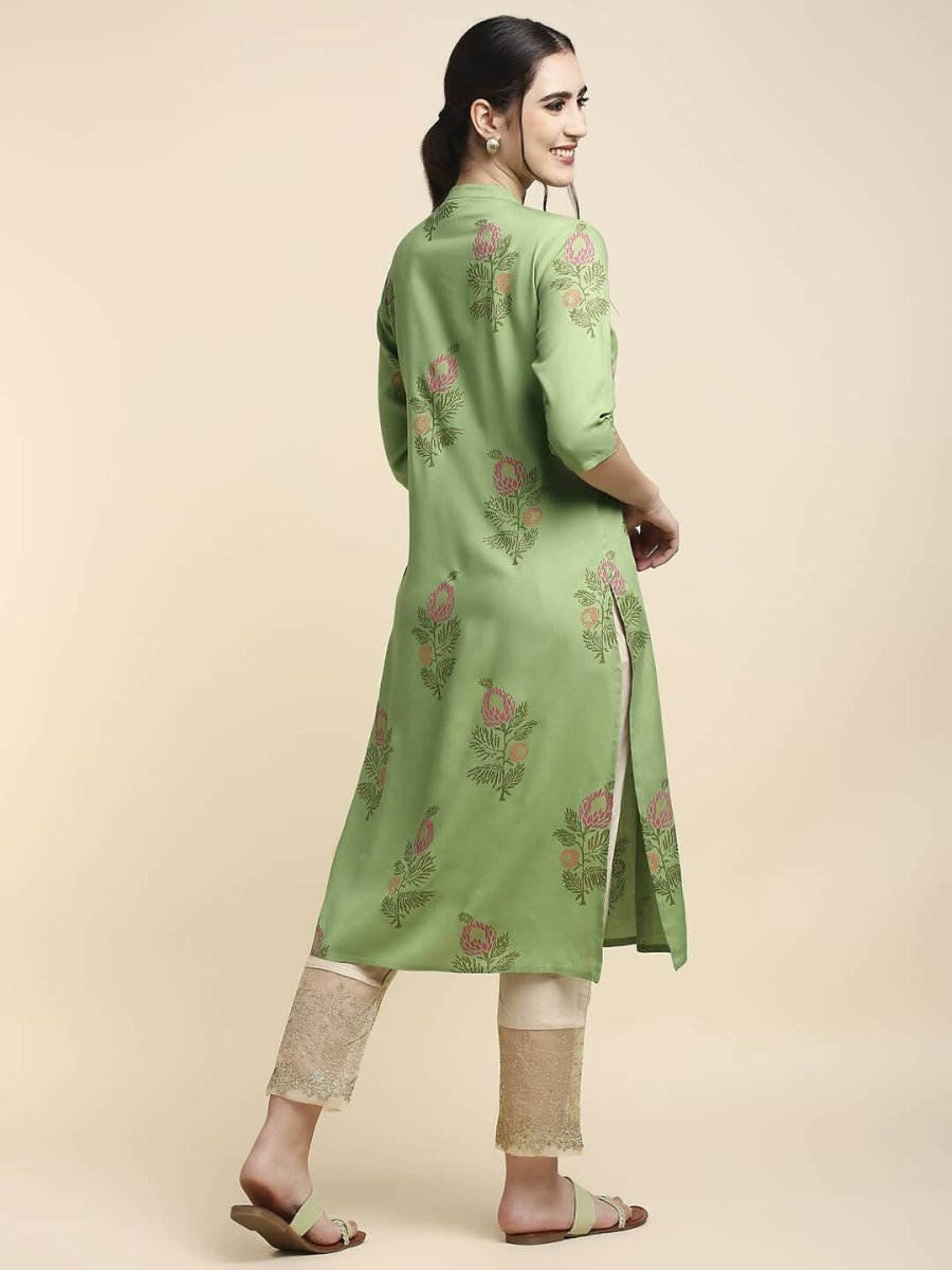 Anubhutee Women Printed Straight Light Green Kurta - Distacart
