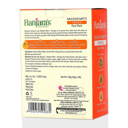 Banjara's Multani Mitti + Orange Face Pack Powder - Distacart