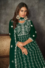 Thumbnail for Jyoti Fashion Women's Green Net Embroidered Anarkali Kurta Pant Set With Dupatta - Distacart