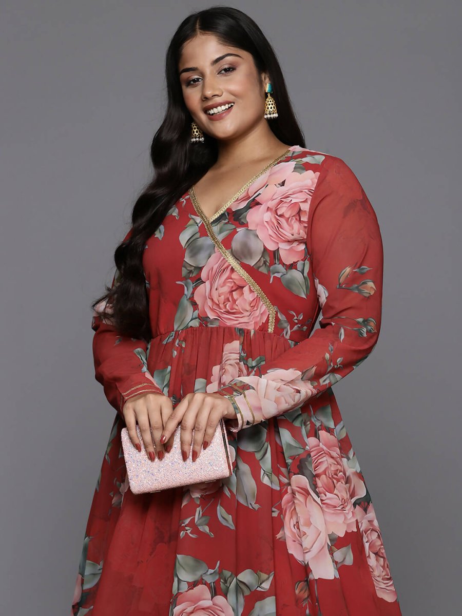 Ahalyaa Women's Traditional wear Kurta Set - Red - Distacart