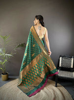 Thumbnail for Joban Fashion Banarasi Dark Green Woven Soft Silk Saree