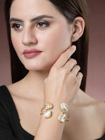 Thumbnail for NVR Women's Gold-Plated Mother of Pearl Handcrafted Cuff Bracelet - Distacart