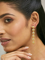 Thumbnail for Nuyug 18K Gold-Plated Crystal Stone Studded Triangular Drop Sleek Earrings