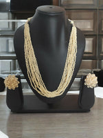 Thumbnail for Inhanns Bloom Handmade Beaded Necklace With Earrings - 12 Layers - Cream Necklace Set - Distacart