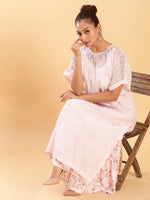 Thumbnail for BohoJazz Bohemian Signature Layered Maxi Dress with Motif - Pink