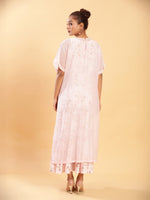 Thumbnail for BohoJazz Bohemian Signature Layered Maxi Dress with Motif - Pink