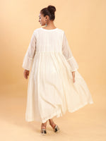 Thumbnail for BohoJazz Bohemian Signature Layered Maxi Dress with Motif - White