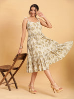 Thumbnail for BohoJazz Handblock Boho Dress with Ornate Pearl Straps