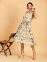 Thumbnail for BohoJazz Handblock Boho Dress with Ornate Pearl Straps