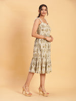 Thumbnail for BohoJazz Handblock Boho Dress with Ornate Pearl Straps