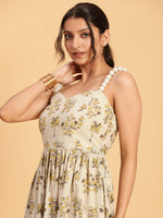 Thumbnail for BohoJazz Handblock Boho Dress with Ornate Pearl Straps
