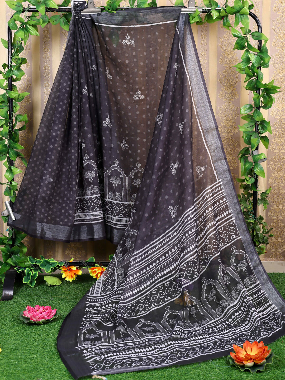 Astita Cotton Black Saree