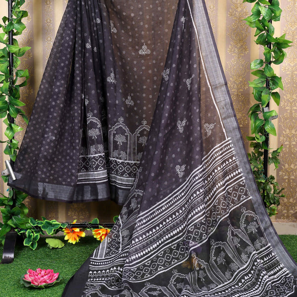 Astita Cotton Black Saree
