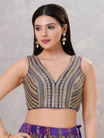 Thumbnail for Joban Fashion Women Sequin Navy-Blue Stitched Blouse - Distacart