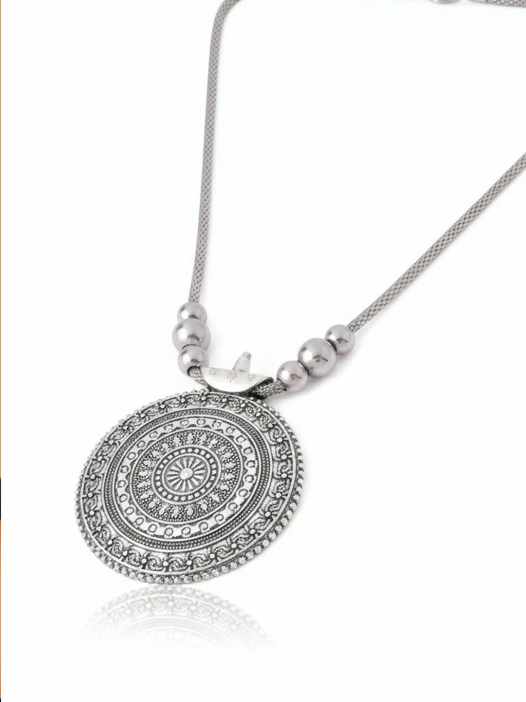 NVR Women Round Mandaliya Silver Plated Necklace - Distacart