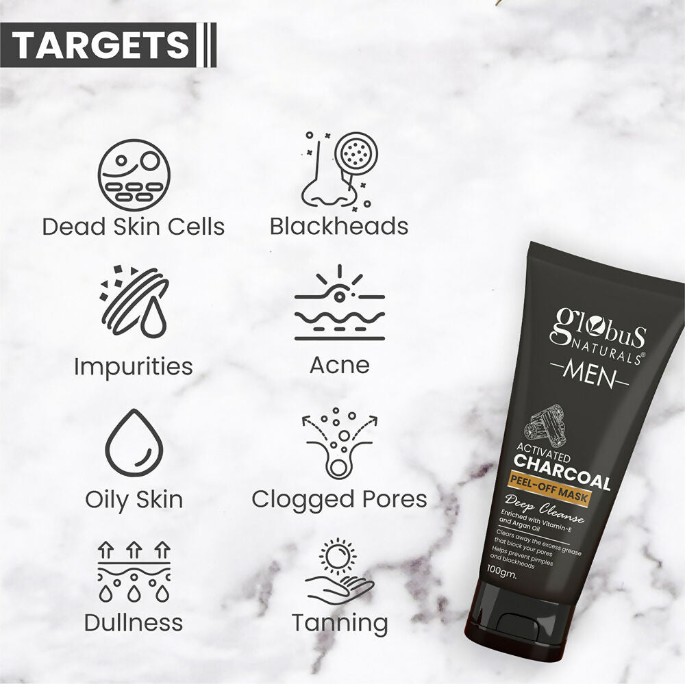 Globus Naturals Anti Pollution & Anti Acne Detox Charcoal Peel Off Mask For Men