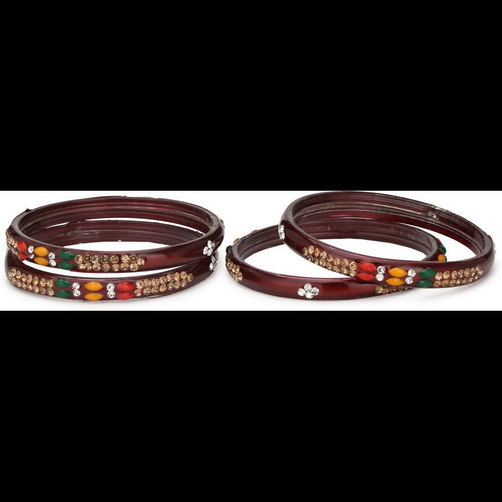 Afast Bridal Wedding & Party Fashionable Colorful Glass Bangle/Kada Set, Pack Of 4 - Distacart