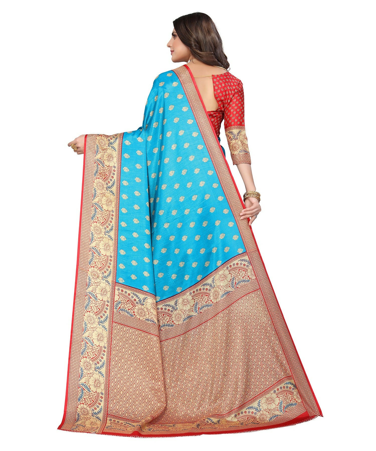 Vamika Blue Printed Art Silk Saree - Distacart
