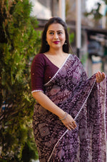 Thumbnail for Jambali Poly Georgette Ethnic Motifs Saree with Unstitched Blouse - A2M