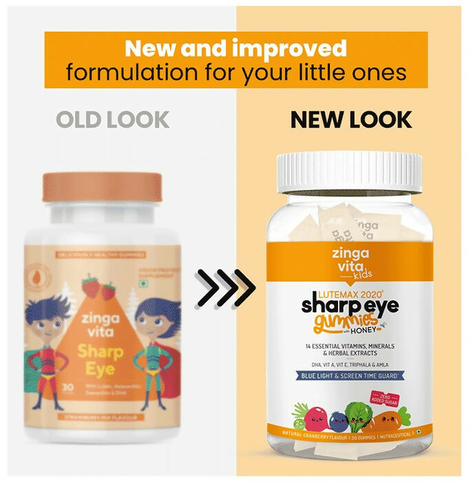 Zingavita Sharp Eye Gummies with Honey for Kids (2+ years) - Cranberry Flavor - Distacart