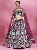 Thumbnail for Tulsi Art Breathtaking Wine Sequins Soft Net Function Wear Lehenga Choli
