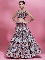 Thumbnail for Tulsi Art Breathtaking Wine Sequins Soft Net Function Wear Lehenga Choli