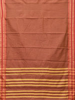 Thumbnail for Brown and Rust Bamboo Cotton Saree with Checks Design No Blouse - Global Threads - Distacart