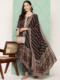 Thumbnail for https://cdn.shopify.com/s/files/1/0341/4805/7228/files/brown-printed-silk-blend-straight-kurta-with-trousers-and-dupatta-libas-1.jpg?v=1739181883