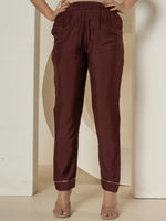 Thumbnail for Yufta Brown Tissue Kurta Dupatta Pant Set