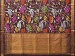 Thumbnail for Brown Uppada Silk Handloom Saree with All Over Birds and Lotus Design - Global Threads - Distacart