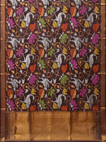 Thumbnail for Brown Uppada Silk Handloom Saree with All Over Birds and Lotus Design - Global Threads - Distacart
