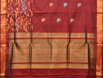 Thumbnail for Brown Uppada Silk Handloom Saree with One Side Border Design - Global Threads - Distacart